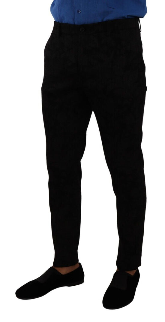 Black Brocade Skinny Formal Trouser Dress Pants